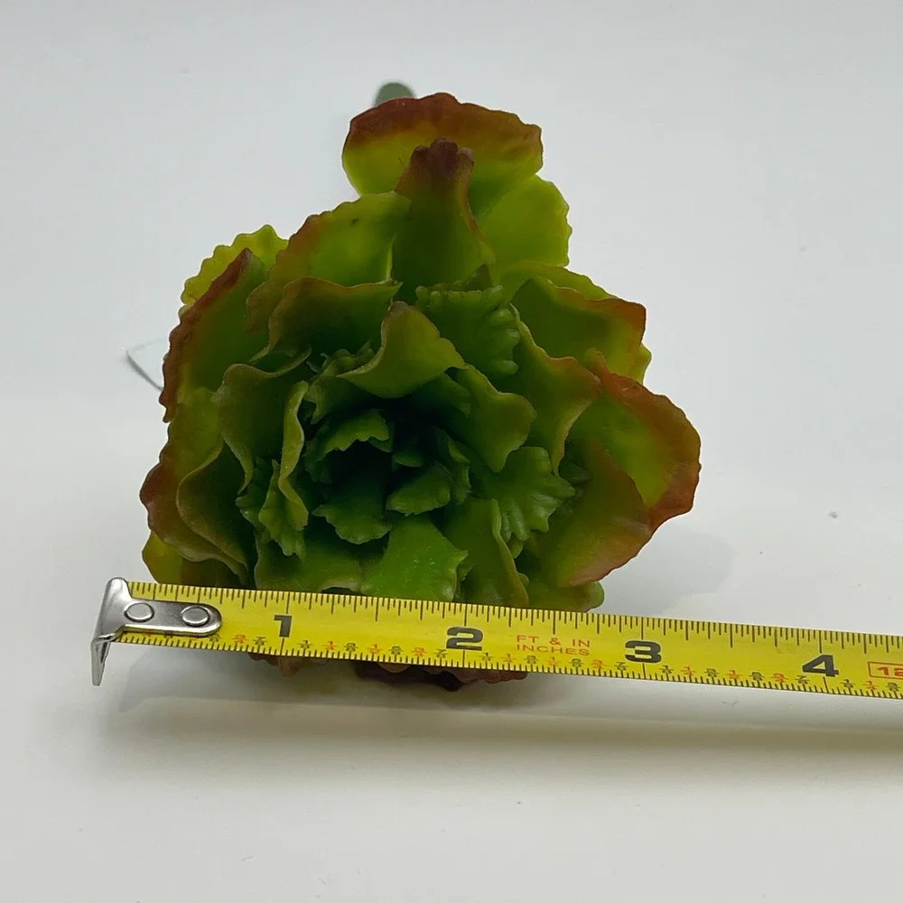 RAZ Imports Green Ruffled Succulent Pick Faux Floral Stem Set of 3 7in 4116039